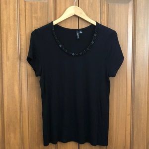 Relativity black beaded top size Petite large